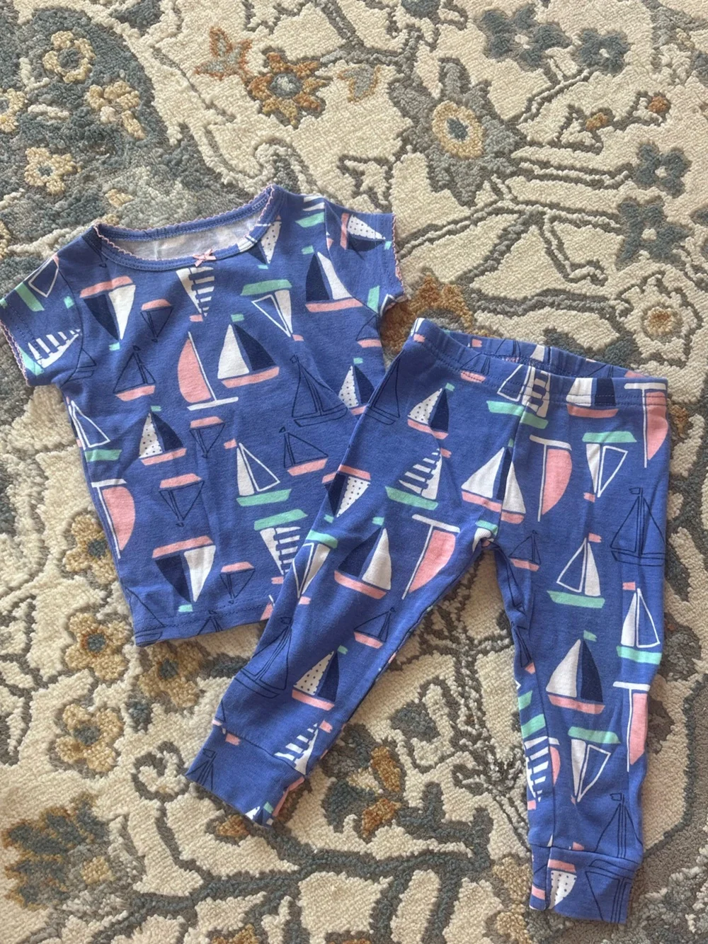 Carter's Navy Blue Sailboat Short-Sleeve Pajama Set